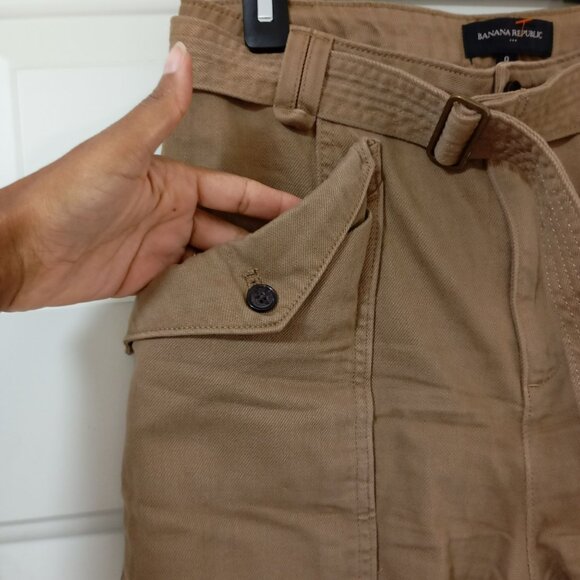 Banana Republic Womens Cargo Pants Size 0 Khaki With Belt Denim - Picture 4 of 12